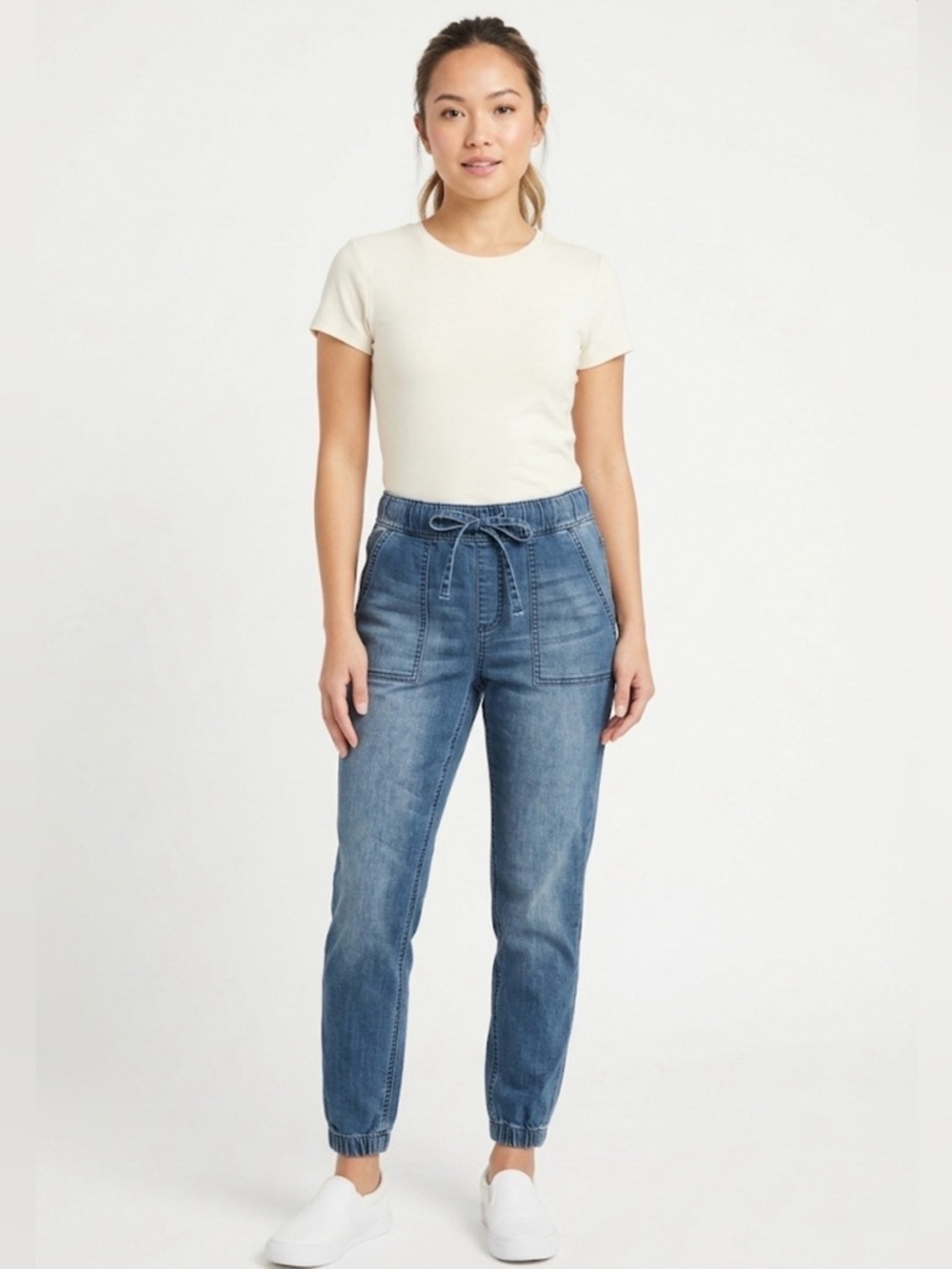 Copper Flash Blue Denim Jogger Jeans – Mid Rise – Size 8P (Petite)